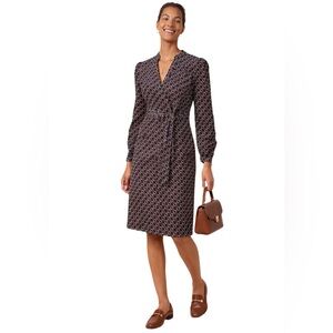 BODEN Navy Chain Print Equestrian Corduroy Esmeralda Tie-Waist Shift Dress 14R